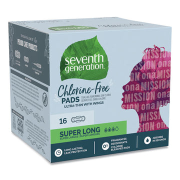Seventh Generation® Chlorine-free Ultra Thin Pads With Wings, Super Long, 16-pack, 6 Packs-carton freeshipping - TVN Wholesale